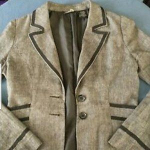 Speak 2 ME Gray Blazer w/ Pleated Back, Black Trim, 2 Black Buttons - Size M